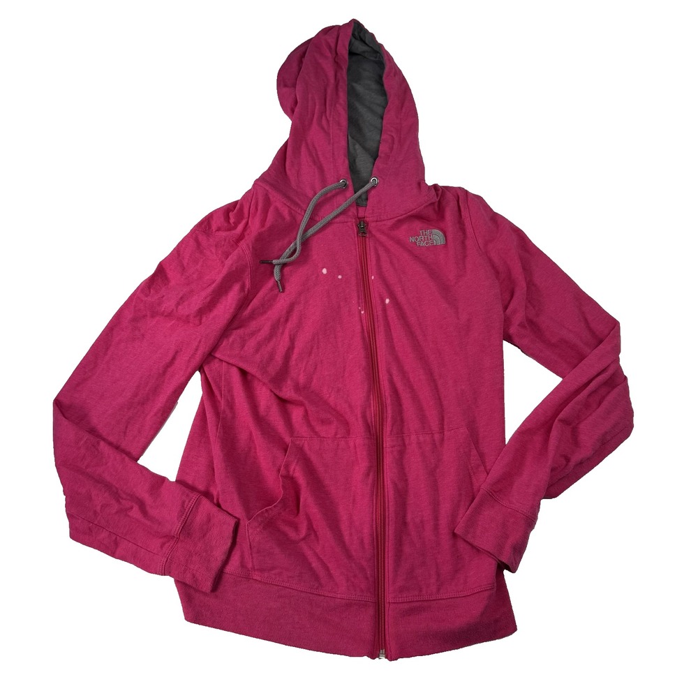 North Face Hoodie Womens Large Full Zip Classic Fit Lightweight Pink Sweatshirt